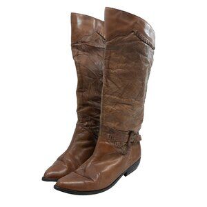 Predictions Leather Boots Brown Knee High Pirate Ren Faire Medieval Pull on